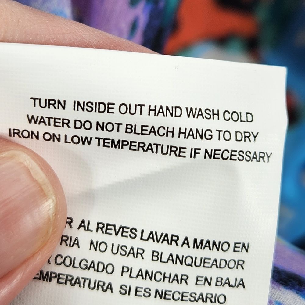 Figueroa Flower Watercolor Floral‎ Button Down Blouse Blue Orange Multi Print 1X - Picture 11 of 12